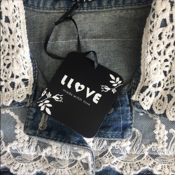 1 Left! L Love Blue Distressed Denim Vest - Picture 6 of 6
